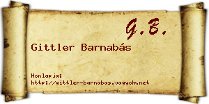 Gittler Barnabás névjegykártya
